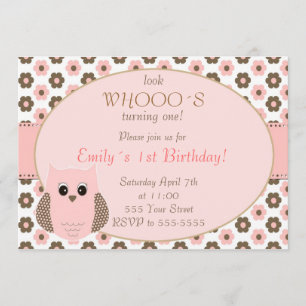 Owl Birthda Invitation Girl Birthday Party Kaart