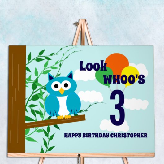 Owl Birthday Acryl Bord