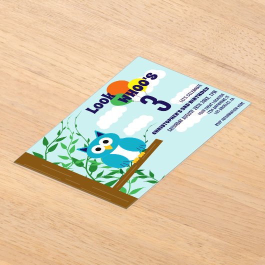 Owl Birthday Acryl Uitnodigingen (Laagn)