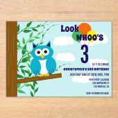 Owl Birthday Acryl Uitnodigingen (Voorkant)