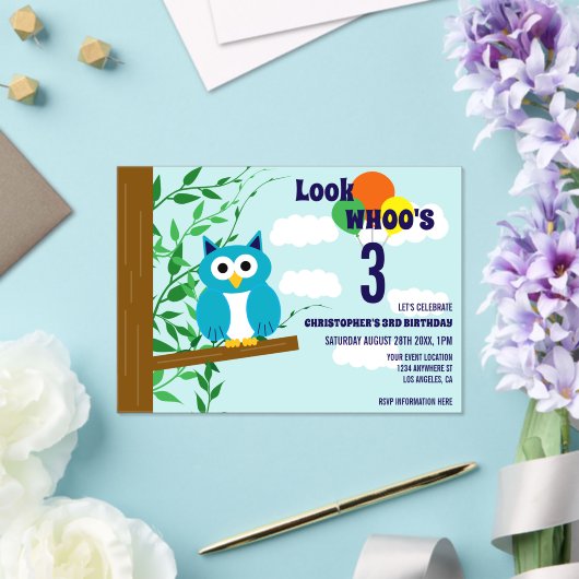 Owl Birthday Acryl Uitnodigingen (Insitu (Huwelijk))