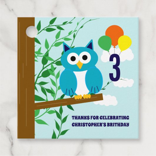 Owl Birthday Bedankjes Labels (Voorkant)