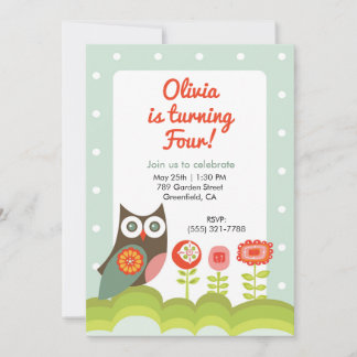Owl Birthday Invitation for Kids  Kaart