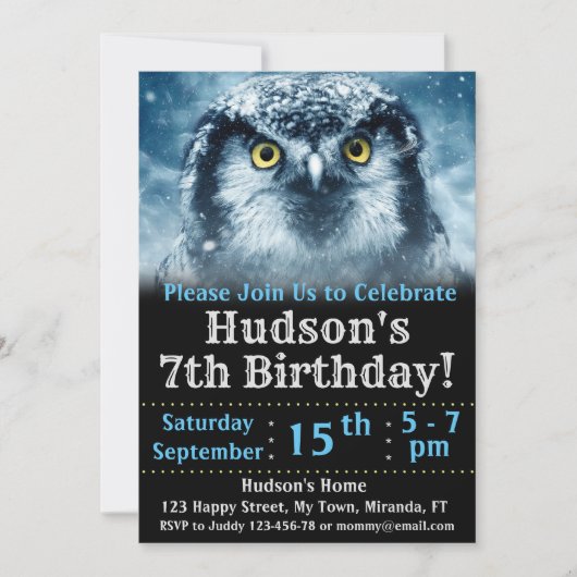 Owl Birthday Invitation Kaart (Voorkant)