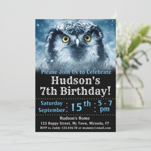 Owl Birthday Invitation Kaart (Staand voorkant)