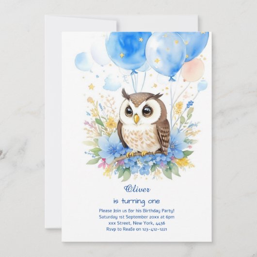Owl Birthday Invitation Kaart (Voorkant)