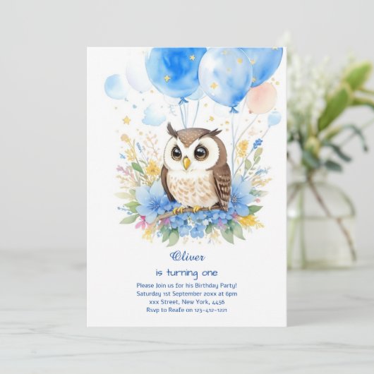 Owl Birthday Invitation Kaart (Staand voorkant)