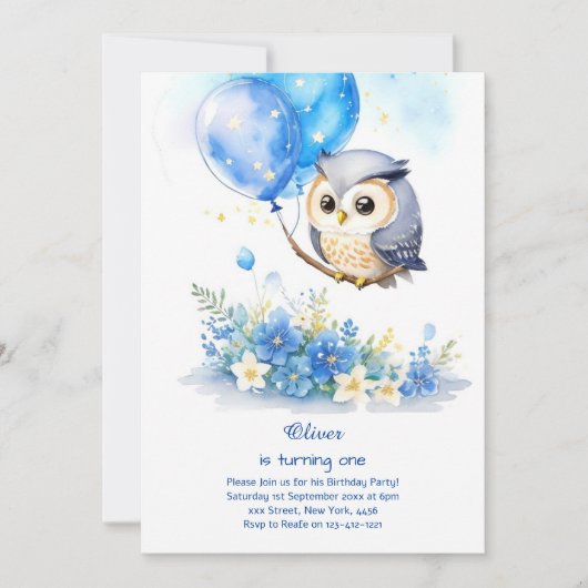 Owl Birthday Invitation Kaart (Voorkant)