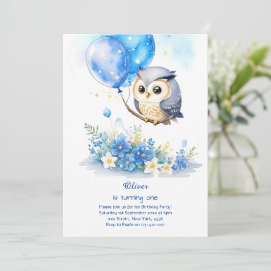 Owl Birthday Invitation Kaart (Staand voorkant)