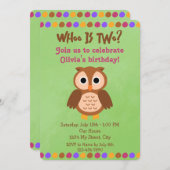 Owl Birthday Invitation Kaart (Voorkant / Achterkant)