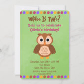 Owl Birthday Invitation Kaart (Voorkant)