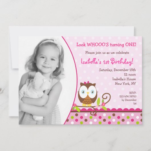 Owl Birthday Invitations Kaart (Voorkant)