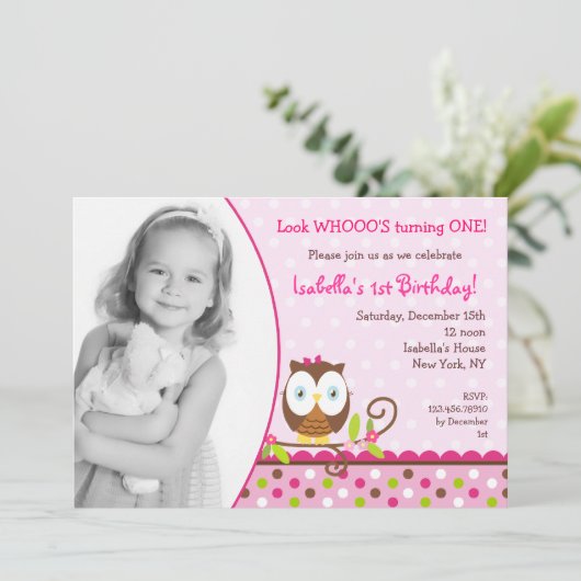 Owl Birthday Invitations Kaart (Staand voorkant)