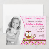 Owl Birthday Invitations Kaart (Voorkant / Achterkant)