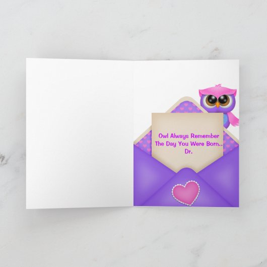 Owl Birthday Kaart (Binnen)