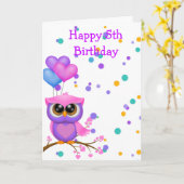 Owl Birthday Kaart (Gele Bloem)