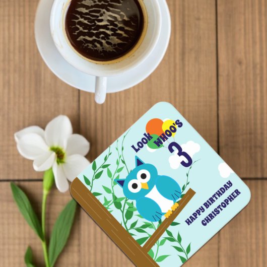 Owl Birthday Kartonnen Onderzetters