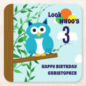 Owl Birthday Kartonnen Onderzetters (Voorkant)