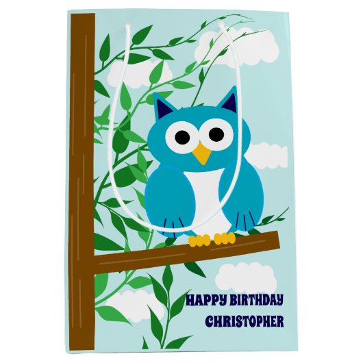 Owl Birthday Medium Cadeauzakje (Voorkant)