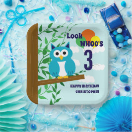 Owl Birthday Papieren Bordje