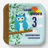 Owl Birthday Papieren Bordje (Voorkant)