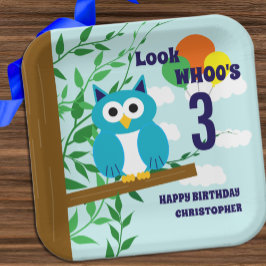 Owl Birthday Papieren Bordje