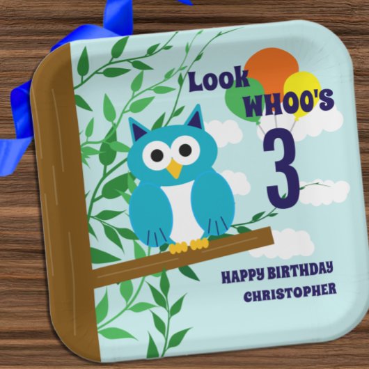 Owl Birthday Papieren Bordje