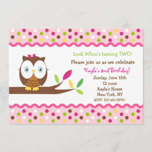 Owl Birthday Party Baby Shower Invitations Kaart