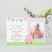 Owl Birthday Party Invitation Kaart (Staand voorkant)