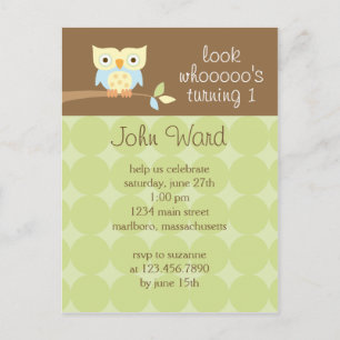 Owl Birthday Party Invitation Uitnodiging Briefkaart