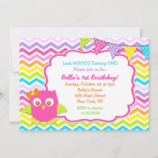 Owl Birthday Party Invitations Kaart (Voorkant)