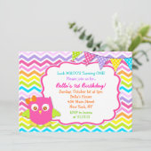 Owl Birthday Party Invitations Kaart (Staand voorkant)