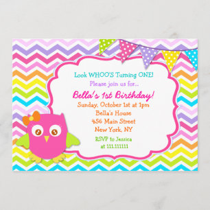 Owl Birthday Party Invitations Kaart