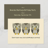 Owl Birthday Party Invite Kaart (Voorkant / Achterkant)