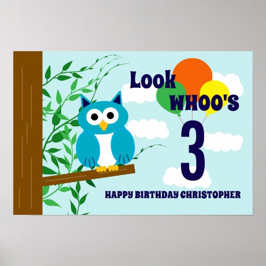 Owl Birthday Poster (Voorkant)