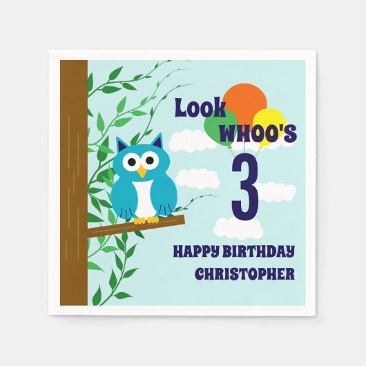 Owl Birthday Servet (Voorkant)