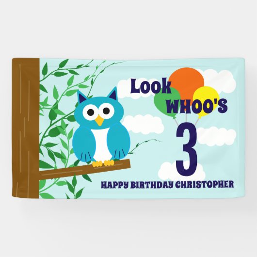 Owl Birthday Spandoek (Horizontaal)