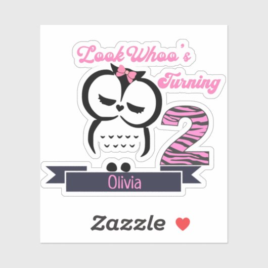 Owl Birthday Sticker (Vel)