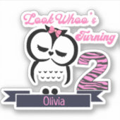 Owl Birthday Sticker (Voorkant)