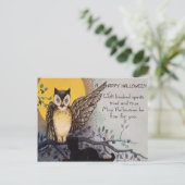 Owl Black Cat Full Moon Tree Naight Briefkaart (Staand voorkant)