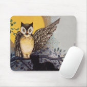 Owl Black Cat Full Moon Tree Naight Muismat (Met muis)