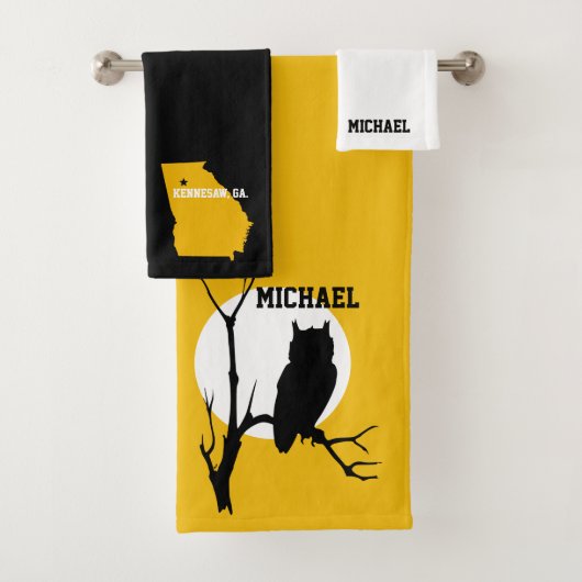 Owl Black en Gold Bad Handdoek (Insitu)