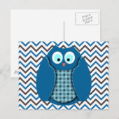 Owl - Blauw met pooldots Briefkaart (Voorkant / Achterkant)