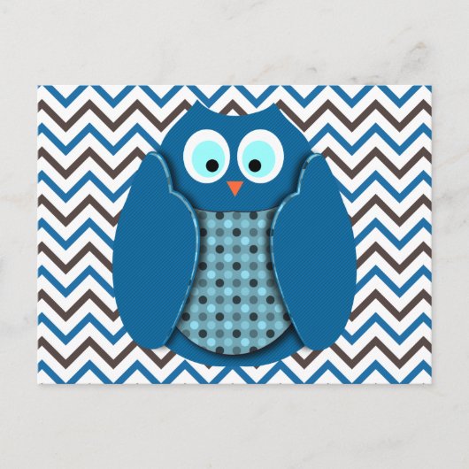 Owl - Blauw met pooldots Briefkaart (Voorkant)