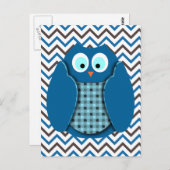Owl - Blauw met pooldots Briefkaart (Voorkant / Achterkant)