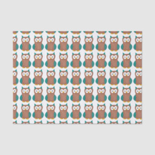 Owl Blue Brown Cartoon is eigenaar van Bird Print Tissuepapier