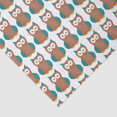 Owl Blue Brown Cartoon is eigenaar van Bird Print Tissuepapier (Detail)