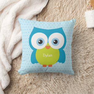 Owl Blue Cute Illustratie Kussen