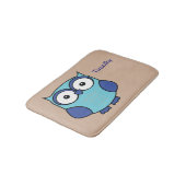 Owl Blue en Aqua Personalized Badmat (Gekanteld)