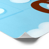 Owl Blue Poster met letter (Hoek)